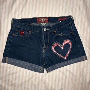 Lucky Brand Women's Blue Jean Shorts with Heart Design